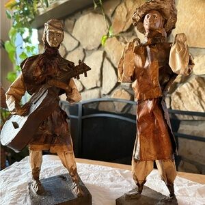 Rustic Brown and Tan Paper Figurine Set